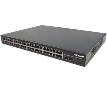 Intellinet 48-Port Gigabit Ethernet Switch with 10 GbE Uplink, 48 x 10/100/1000 Mbps RJ45 Ports & 2 x 10 GbE SFP+ open slots, IEEE 802.3az (Energy Efficient Ethernet), 19" Rackmount, Metal (Euro 2-pin plug)