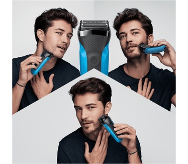 Braun Series 3 Shave&Style 310BT Elektrisch Scheerapparaat, Wet&Dry Scheermes Voor Man, Zwart/Blauw