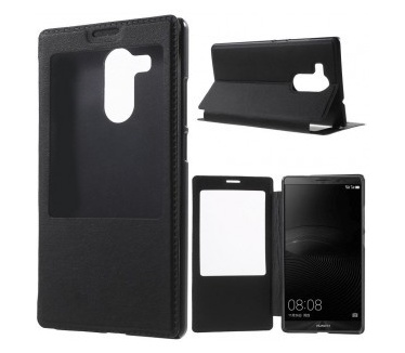 qMust Huawei Mate 8 Window Leather Case - met zichtvenster - Black