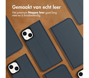 Accezz Premium Leather Slim Bookcase iPhone 14 - Donkerblauw