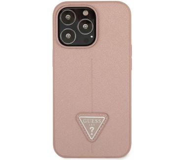 Guess Saffiano Triangle Back Case - iPhone 13 Pro (6.1") - Roze Roze