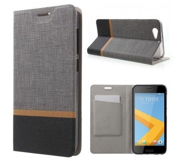 qMust HTC One A9s Wallet Case - TPU frame - Striped Grey