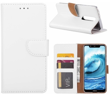 Luxe Lederen Bookcase hoesje voor de Nokia 5.1 Plus - Wit (Nokia 5.1 Plus) Wit