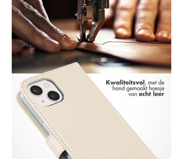 Selencia Echt Lederen Bookcase iPhone 13 - Greige