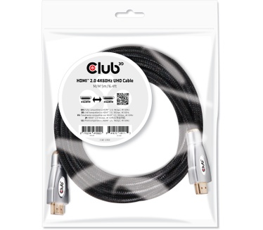 Club 3D HDMI 2.0 kabel 4K60Hz UHD 5 meter Zilver, Zwart