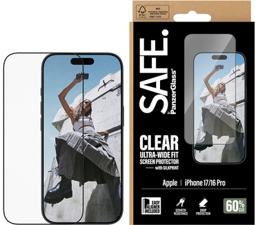 PanzerGlass SAFE. by PanzerGlass® Screen Protector w. Black Frame iPhone 17 | 16 Pro | Ultra-Wide Fit w. EasyAligner