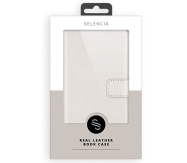 Selencia Echt Lederen Bookcase iPhone 13 Mini - Lichtgrijs