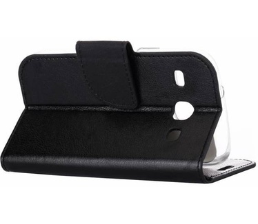 Luxe Lederen Bookcase hoesje voor de Samsung Galaxy Core I8260 - Zwart (Samsung Galaxy Core I8260) Zwart