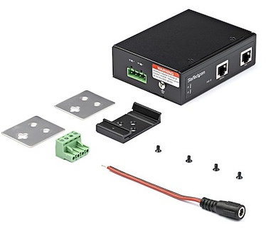 Startech.com Industrial Gigabit PoE Injector High Speed/High Power 90W 802.3bt PoE++ 48V-56VDC DIN Rail UPoE/Ultra Power Over Ethernet Injector Adapter -40°C tot +75°C Rugged