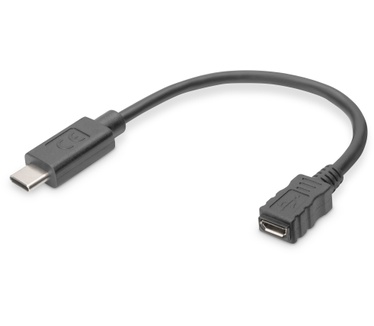 Assmann 0.15 m USB C / Micro USB B Zwart