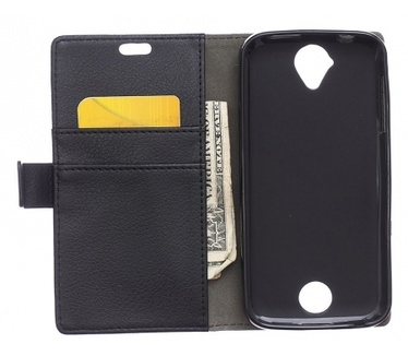 Kees Lederlook Portemonnee Hoesje Acer Liquid Z330 - Zwart