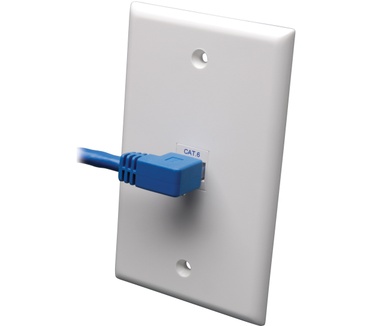 Tripp-Lite Cat6 Gigabit Molded Patch Cable (RJ45 Left Angle M to RJ45 M) - Blue, 0.91 m