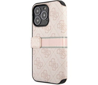 Guess 4G Printed Stripe Book Case - iPhone 13 Pro (6.1") - Roze Roze