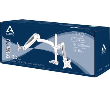 Arctic Z2-3D Gen 3 Desk Mount Gas Spring Dual Monitor Arm