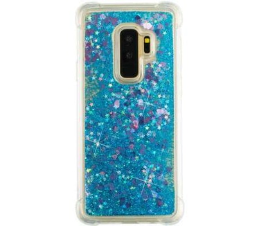 qMust Galaxy S9 Plus Glitter Hoesje Blauw Transparant
