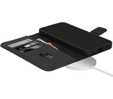 Mobiparts Leather Wallet Case Apple iPhone 16 Plus Black (MagSafe Compatible)