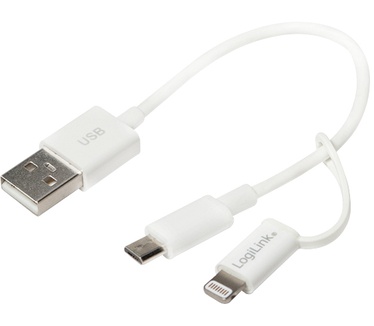 LogiLink 0.15m, USB-A/Micro USB-B+Lightning