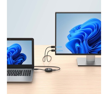 Manhattan Draadloze HDMI-presentatieset 1080p, 2-delige set met HDMI-ontvanger en HDMI-zender (dongle), voor draadloze videoweergave vanaf laptop, tablet of smartphone naar tv of HDMI-projector, zwart