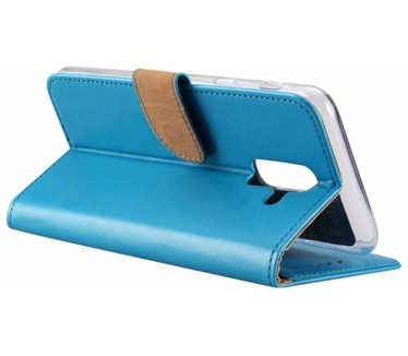 Merkloos Luxe Lederen Bookcase hoesje voor de Samsung Galaxy A6 Plus 2018 - Blauw (Samsung Galaxy A6 Plus 2018) Blauw