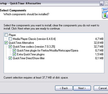 QuickTime Alternative 1.63 setup screenshot