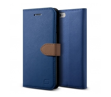 Lific Saffiano Wallet Case Apple iPhone 6 - Darkblue/Brown