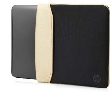 HP 14" Neoprene Reversible Sleeve Goud, Zwart