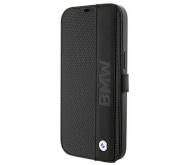 BMW Textured Leather Back Case Apple iPhone 15 Pro (6.1") - Zwart Zwart