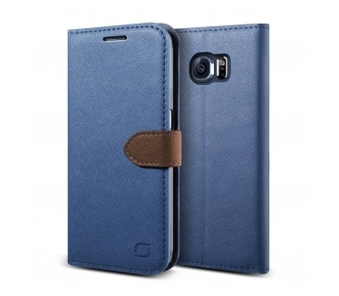 Lific Saffiano Wallet Case Samsung Galaxy S6 - Darkblue/Brown
