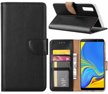 Luxe Lederen Bookcase hoesje voor de Samsung Galaxy A7 2018 - Zwart