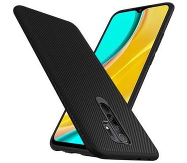 qMust Xiaomi Redmi 9 Texture TPU Case - Zwart