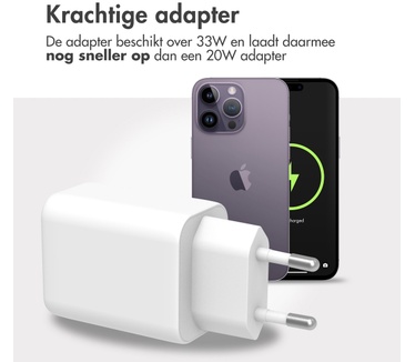 Accezz Power Plus Wall Charger - Oplader USB-C & USB aansluiting - Power Delivery - 33W - Wit