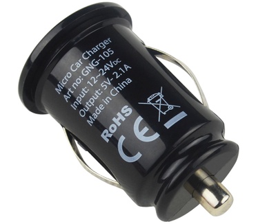 Grab 'n Go 2.4A/12W 2x USB-A Autolader - Zwart