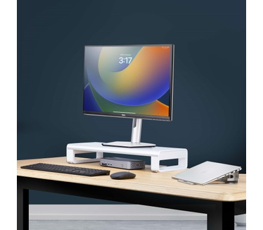 Startech.com Ergonomische Monitorstandaard, Tot 15kg, Vaste Hoogte 9cm, Desktop Computer Monitor/Laptop Verhoger,Stalen Basis, Snelle Montage, Optimale Bureauruimte