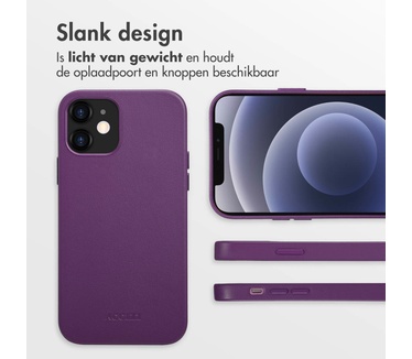 Accezz MagSafe Leather Backcover iPhone 12 (Pro) - Paars