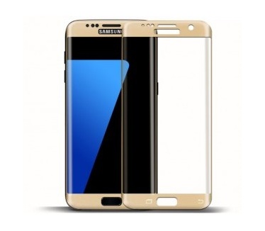 Amorus Full Cover Glass Samsung Galaxy S7 edge Protector - Curved Edges - Gold