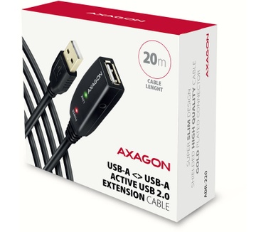 Axagon ADR-220 USB 2.0 A-M -> A-F active extension/repeater cable 20m - Kabel - Digital/Daten