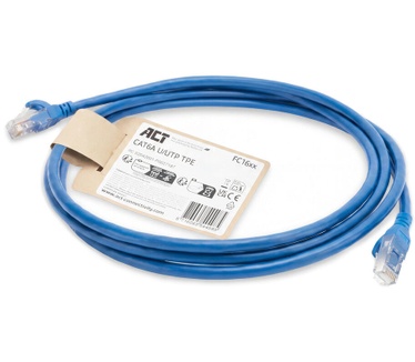 ACT Blauwe 15 meter TPE U/UTP CAT6A ultra-flex patchkabel snagless met RJ45 connectoren
