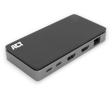 ACT AC7093 USB-C 4K MST docking station for 2 HDMI monitors, Ethernet, USB-C, 3x USB-A, PD pass-through and 1 meter detachable connection cable