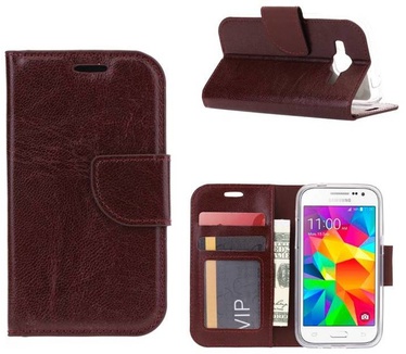 Luxe Lederen Bookcase hoesje voor de Samsung Galaxy Core Prime G360 - Bruin (Samsung Galaxy Core Prime G360) Bruin