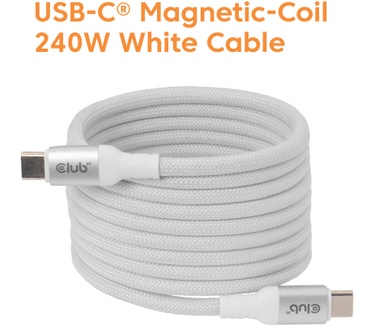 Club 3D CLUB 3D USB-C Magnetic-Coil kabel Wit