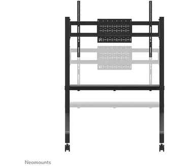 Neomounts by Newstar vloersteun. Soort: Multimediatrolley, Kleur van het product: Zwart, Materiaal: Staal. Hoogte: 1500 mm, In hoogte verstelbaar: 30 cm, Breedte: 1100 mm. Breedte verpakking: 690 mm, Diepte verpakking: 113 mm, Hoogte verpakking: 1444 mm.