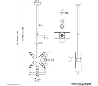Neomounts by Newstar Neomounts by Newstar TV/monitor plafondsteun