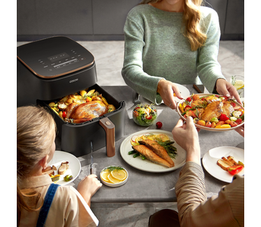 Cosori TurboBlaze Airfryer - XXL Heteluchtfriteuse 6 liter - 9 programma's - inclusief spiezenrek en 5 spiesjes - Rosé Goud/Zwart