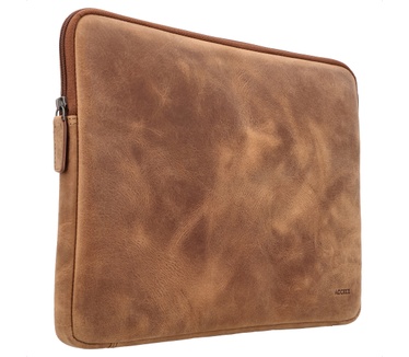 Accezz Leather Laptop hoes met rits 13-14 inch - Laptopsleeve - Cognac