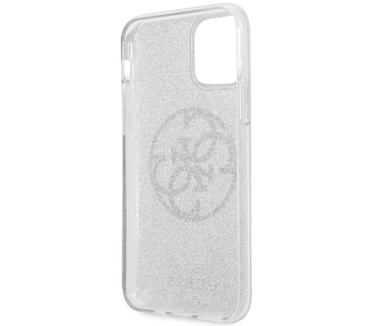 Guess Circle Glitter Hard Cover Apple iPhone 11 (6.1'') - Zilver  Zilver