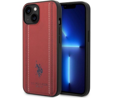 U.S. Polo Stitched Lines Back Cover - iPhone 14 Plus (6.7") Rood Rood