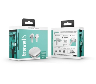 Energy Sistem Earphones True Wireless Travel 6 ANC Moon hoofdtelefoon (TWS, ANC, Long Battery Life, Quad Mic Voice Calls) - wit