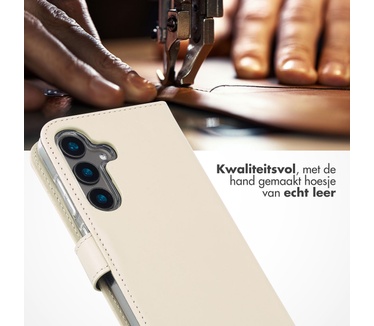 Selencia Echt Lederen Bookcase Samsung Galaxy S24 - Greige