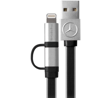 Mercedes-Benz Mercedes-Benz Dual USB naar MicroUSB/Lightning Kabel - Zwart (1m)