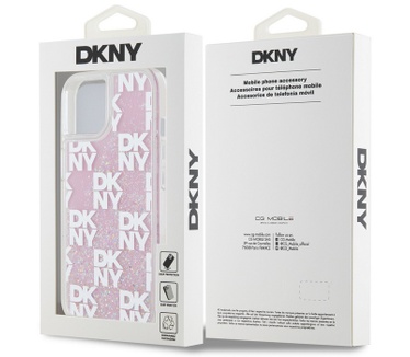 DKNY DKNY Liquid Glitter Checkered Back Case - iPhone 15 (6.1") - Roze Roze